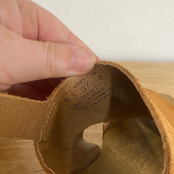 KDB Anthropologie Clog Sandals 6.5 / 37 Wooden Orange Suede Platform Heels - Picture 6 of 7